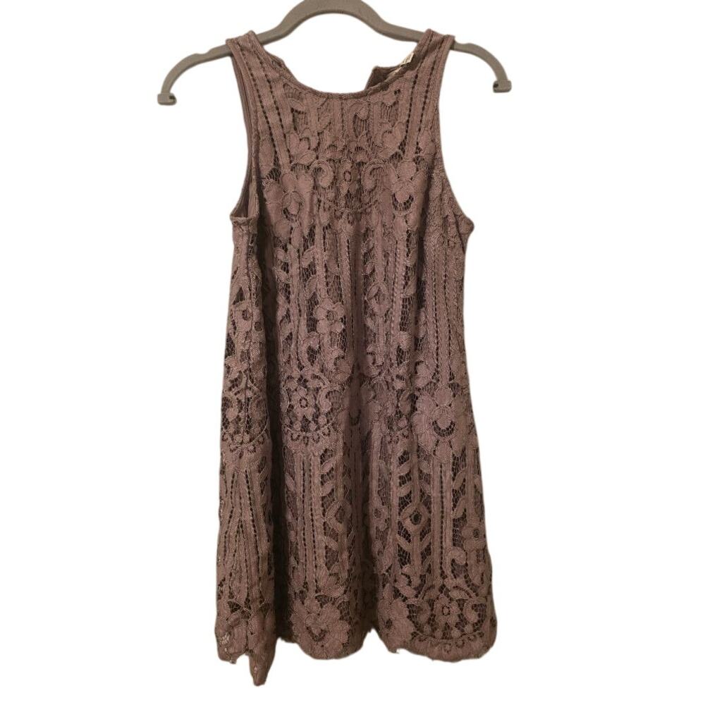 Speechless Lace Mini Dress XS Mauve Crochet Overlay Boho Party